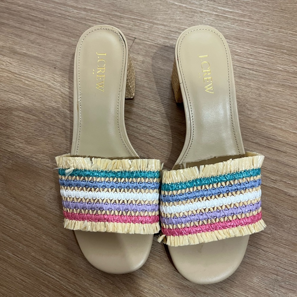 J. Crew Multicolor Raffia Woven Mules - Picture 2 of 4